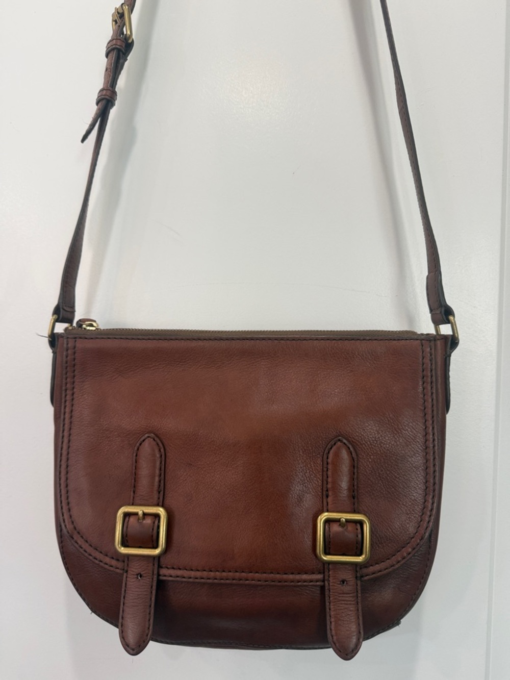 Frye Chestnut Brown Leather Crossbody Saddlebag - Lily
